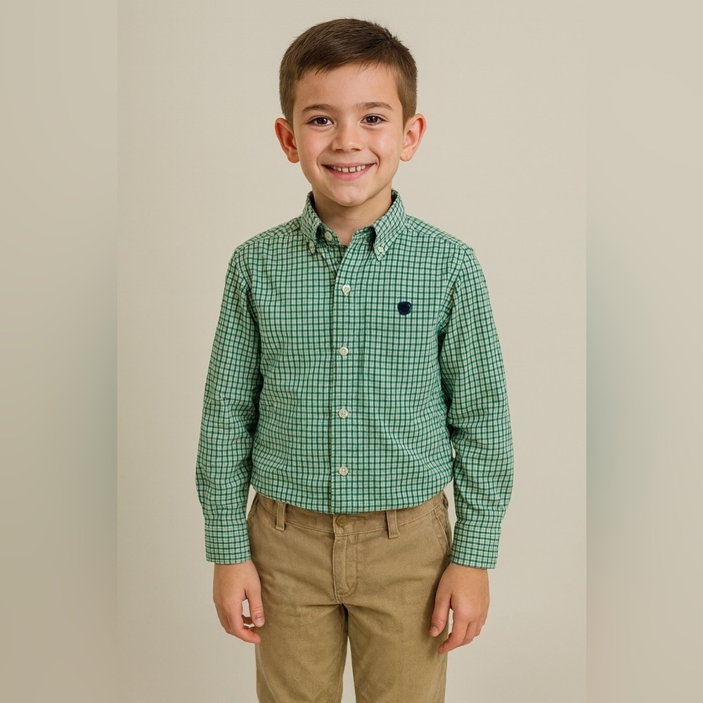 Chaps Long Sleeve Button Up Plaid Collared Boy’s Shirt 14-16